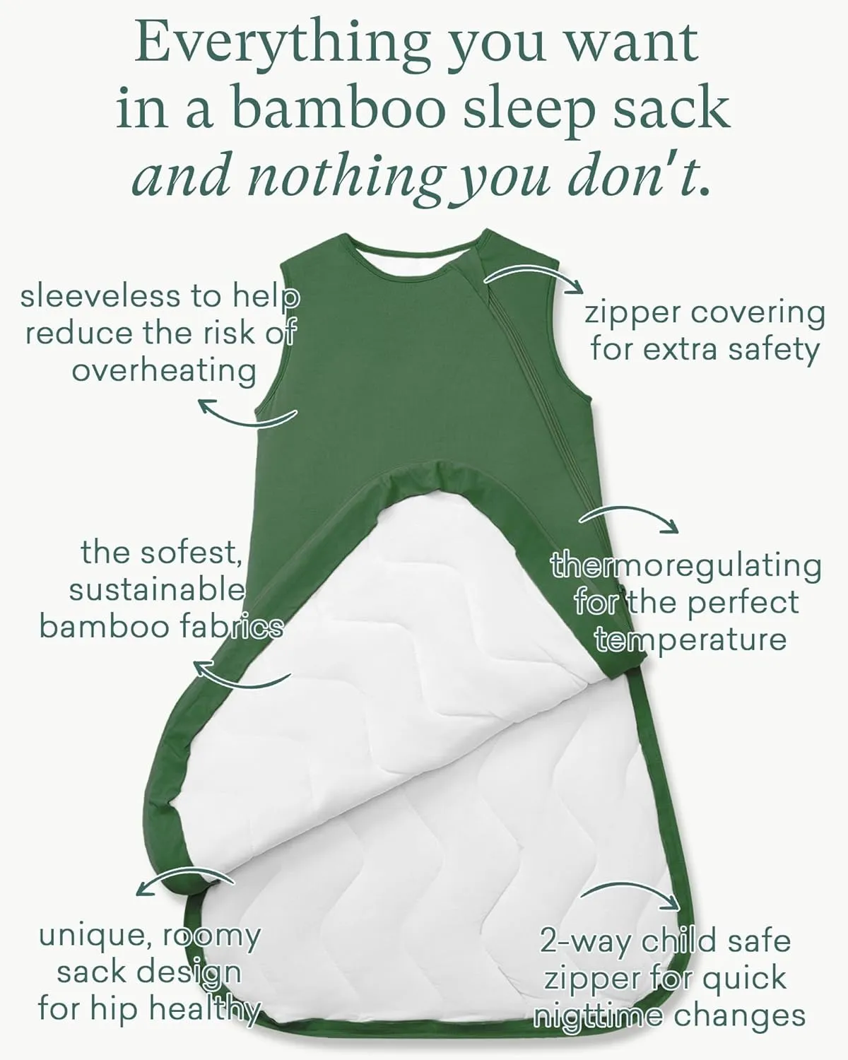 Quilted Supersoft Sleep Sack, 2.5 TOG Premium Bamboo Viscose Warm Baby Sleeping Bag, Thick Babies Wearable Blanket