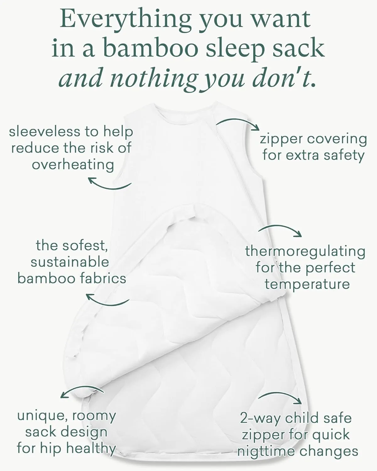 Quilted Supersoft Sleep Sack, 2.5 TOG Premium Bamboo Viscose Warm Baby Sleeping Bag, Thick Babies Wearable Blanket
