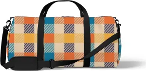 Rainbow Vintage Classic Rainbow Checkered Buffalo Plaid Sports Bag Tote Bag Waterproof Gym Bag with Shoulder Strap Zipper 2 Side Pockets for Men and Women, Travel and Storage Shoulder Bag.