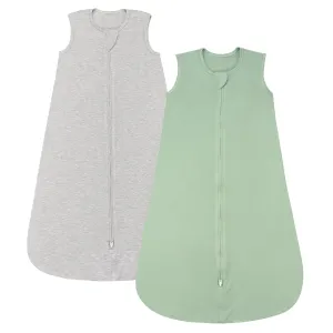Rayon Made from Bamboo Sleep Sacks, 0.5 TOG Wearable Blankets Baby, Stretchy Sleep Sacks 12-24 Months, Green & Grey
