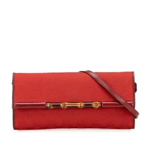 Red Gucci GG Canvas Bamboo Bar Crossbody