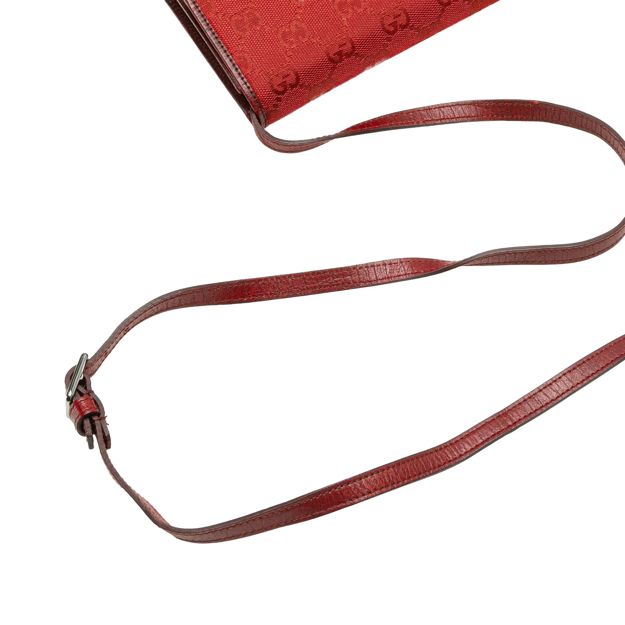 Red Gucci GG Canvas Bamboo Bar Crossbody