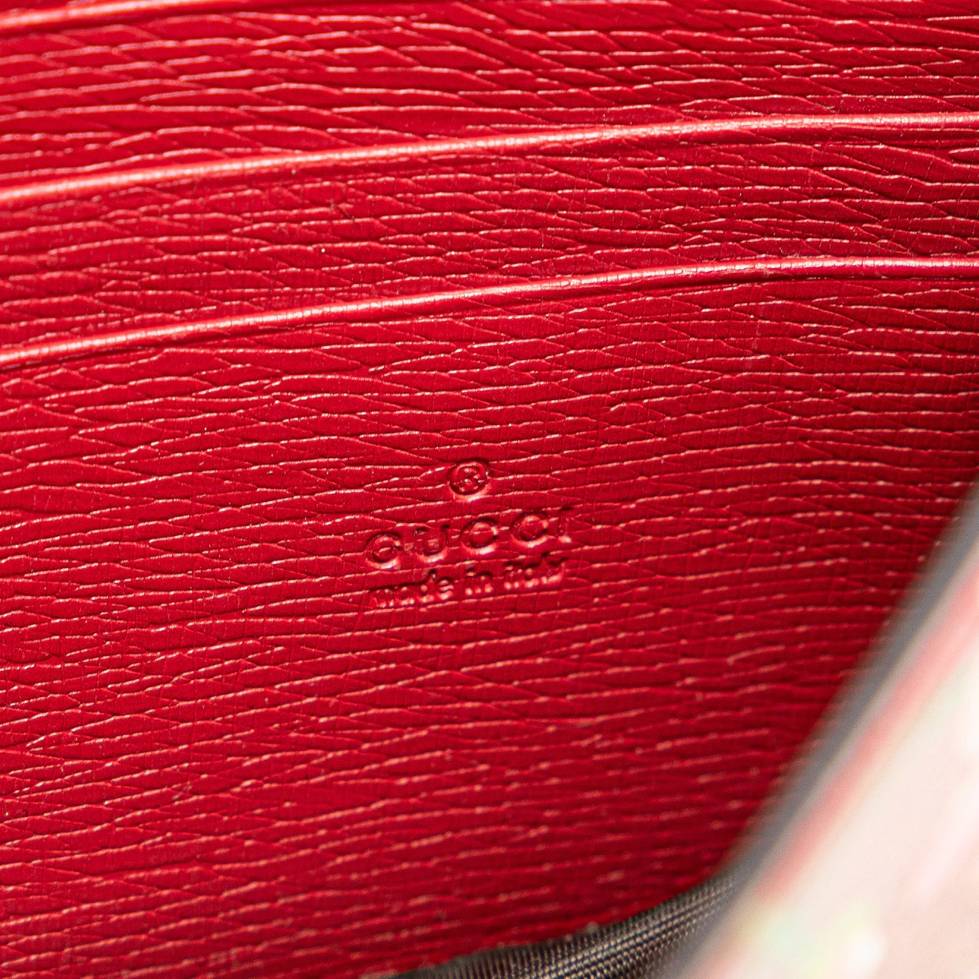 Red Gucci Interlocking G Blooms Leather Wallet on Chain