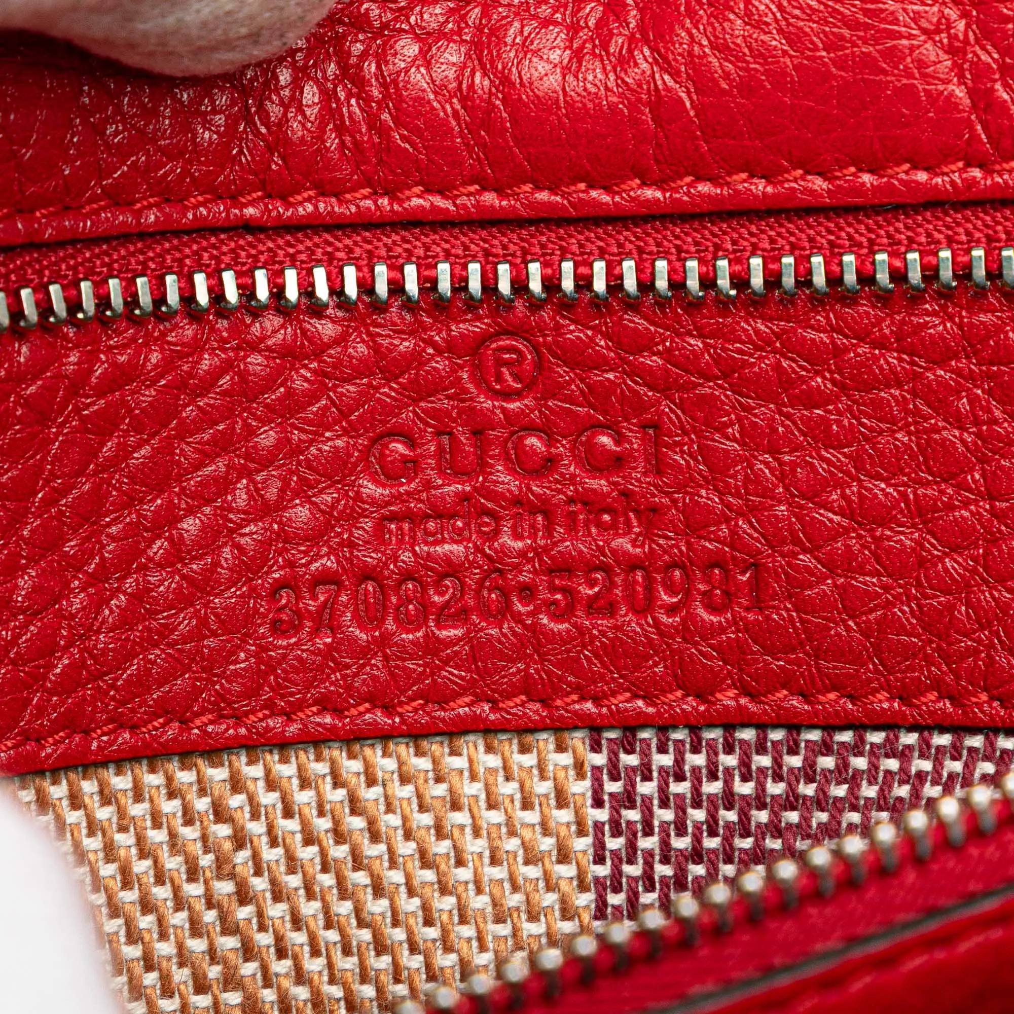Red Gucci Medium Leather Bamboo Daily Crossbody