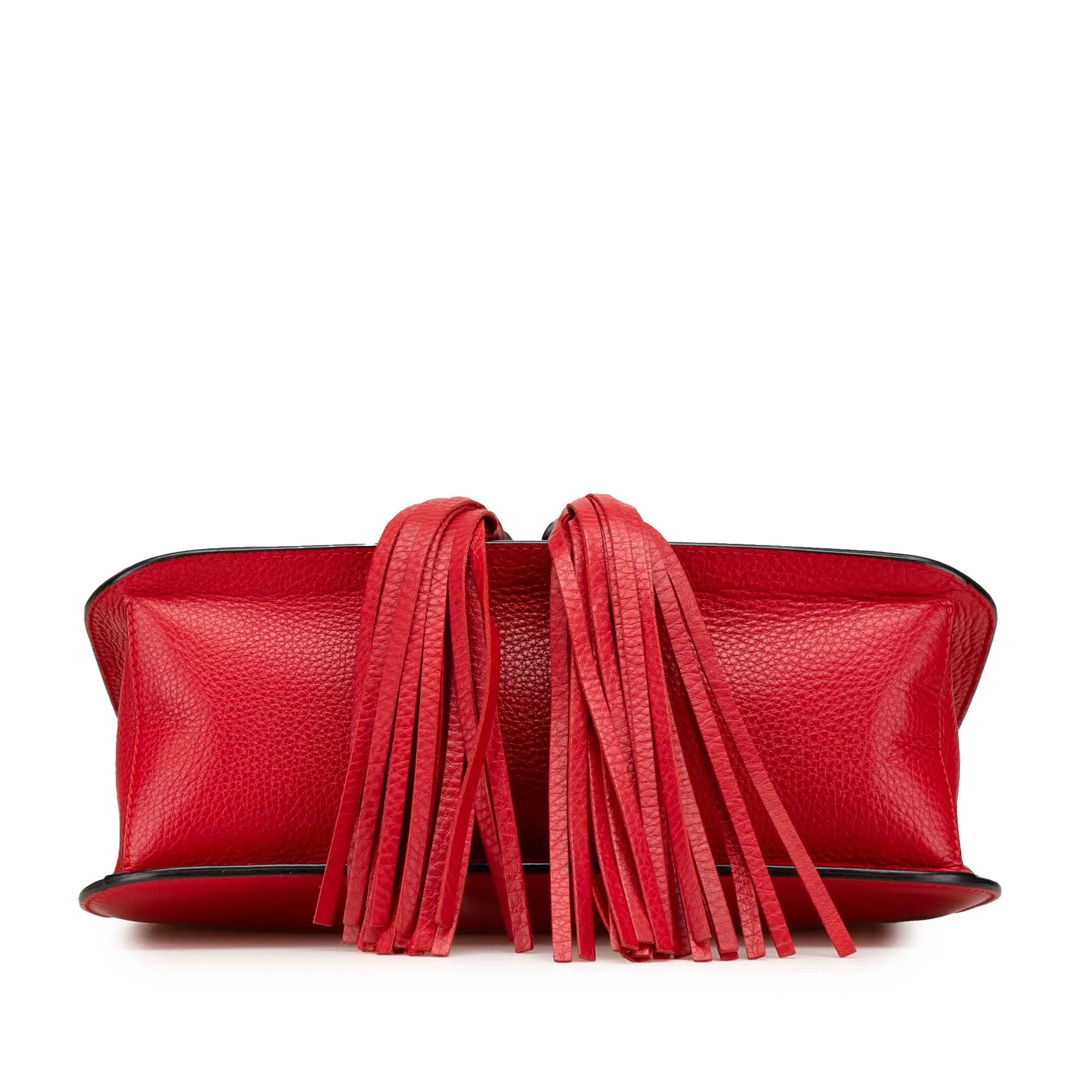 Red Gucci Medium Leather Bamboo Daily Crossbody