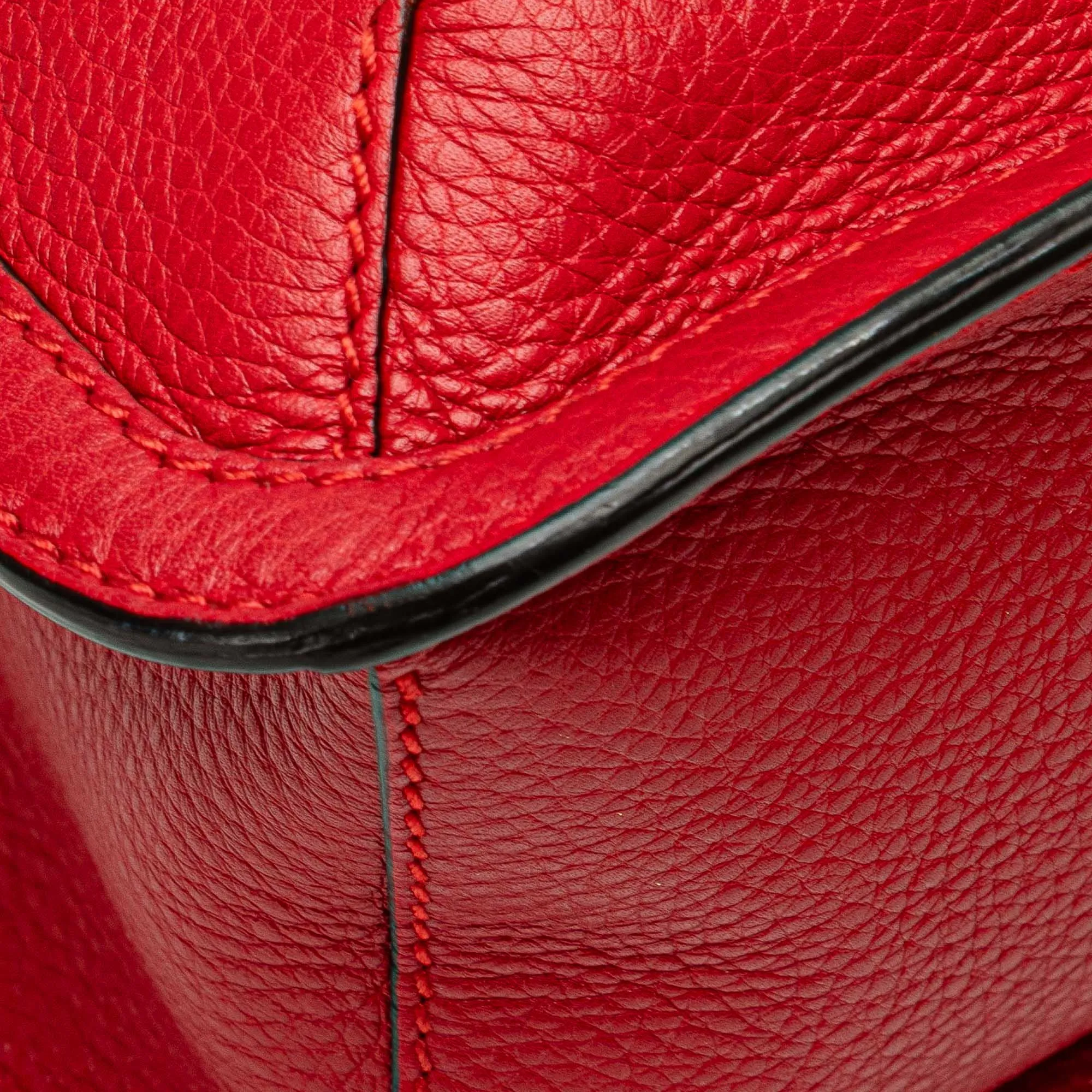 Red Gucci Medium Leather Bamboo Daily Crossbody
