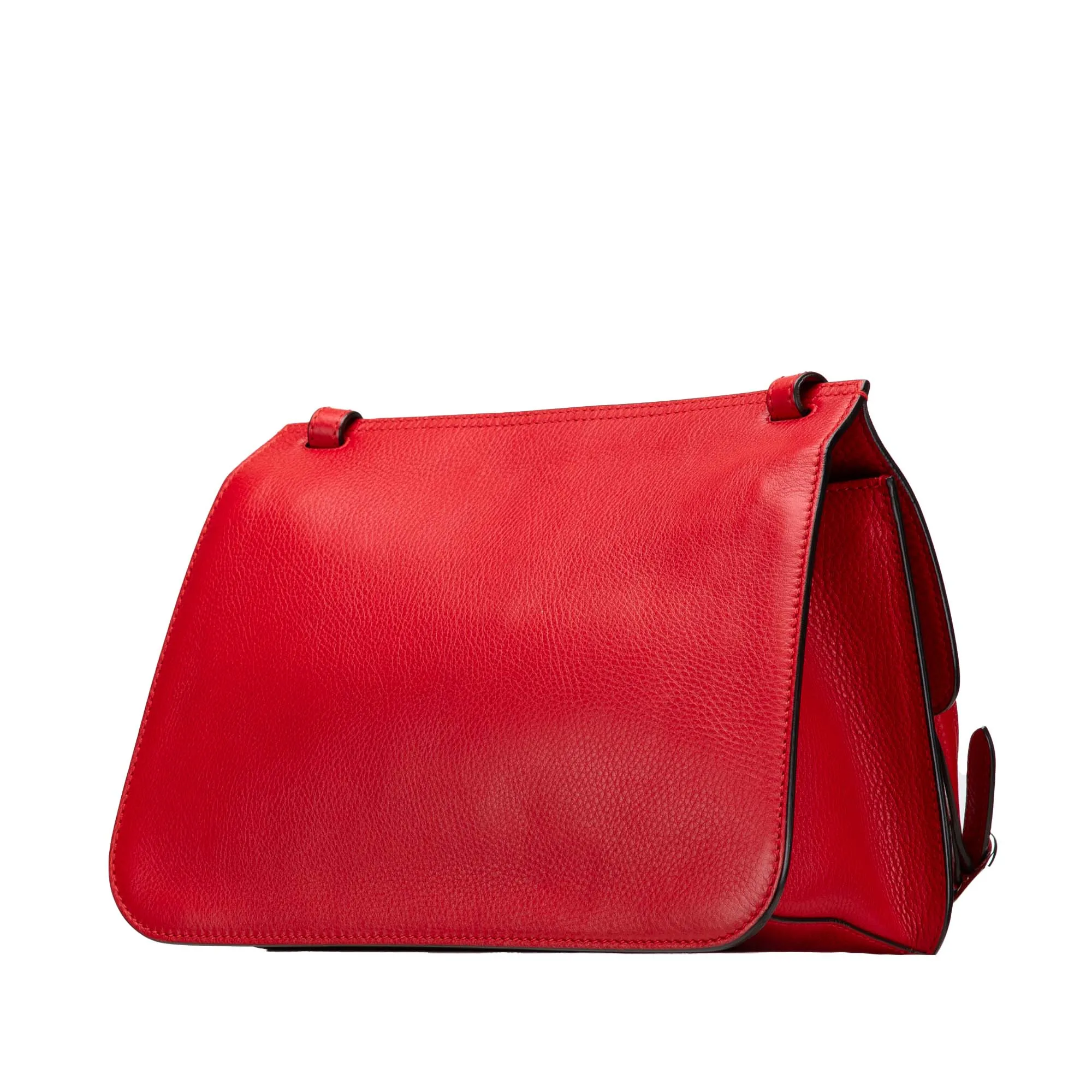 Red Gucci Medium Leather Bamboo Daily Crossbody