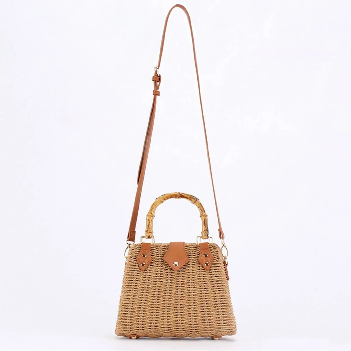 Retro Straw Bamboo Shoulder Bag