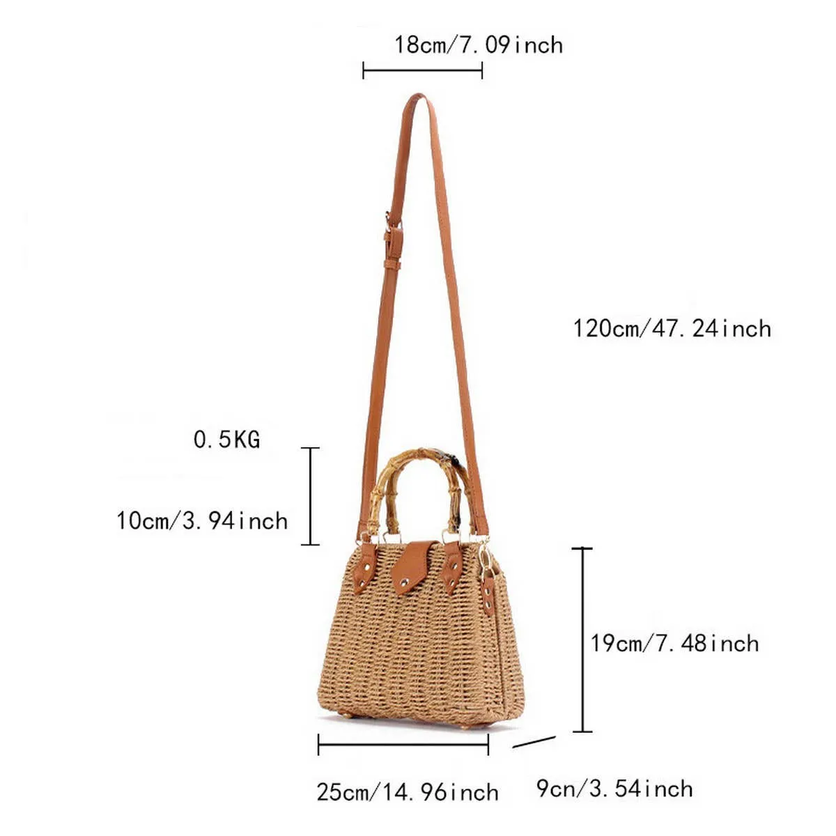 Retro Straw Bamboo Shoulder Bag