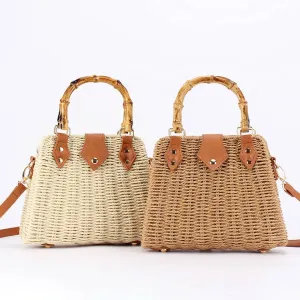 Retro Straw Bamboo Shoulder Bag