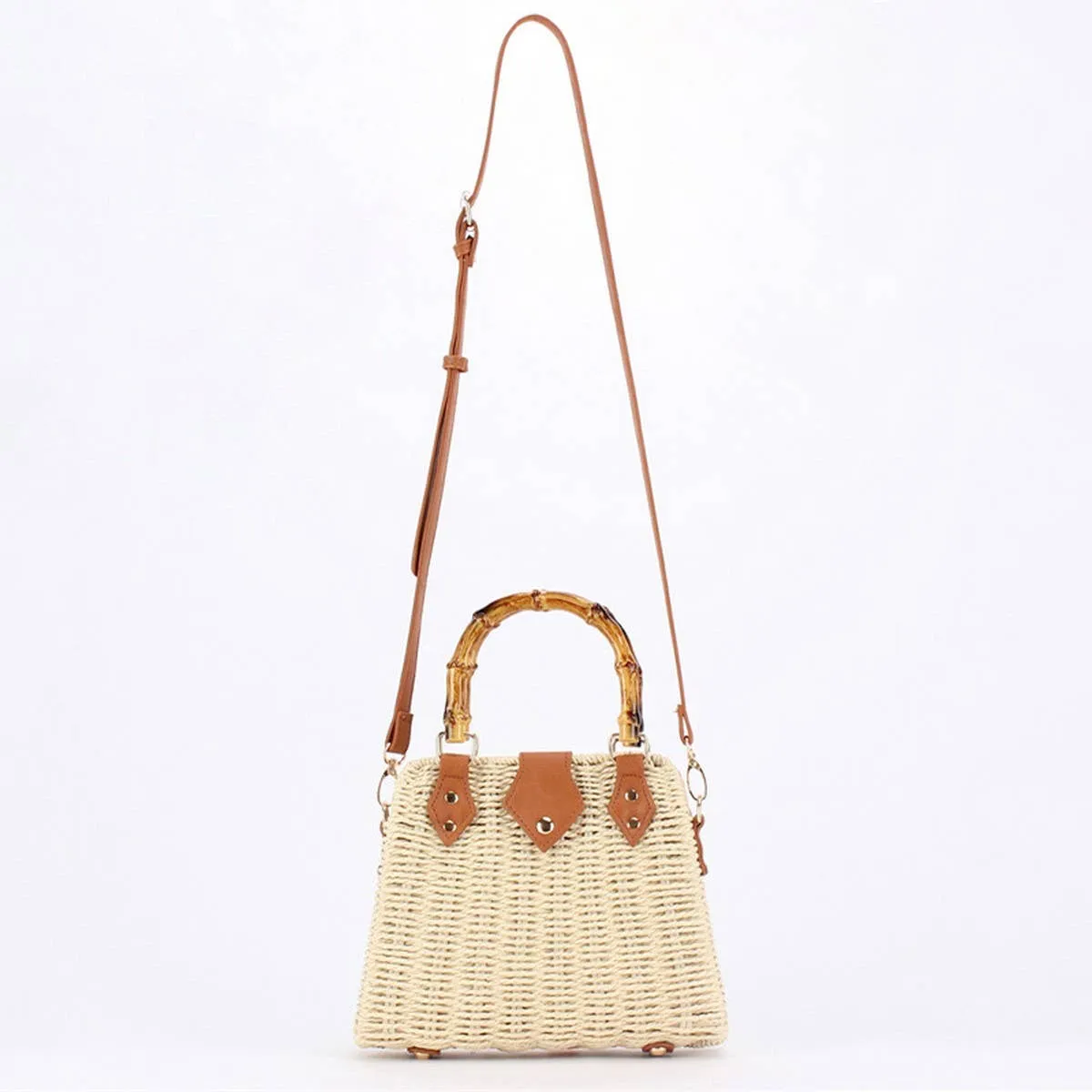 Retro Straw Bamboo Shoulder Bag