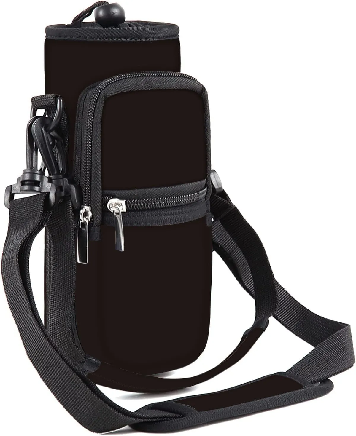 RICHEN Neoprene Water Bottle Carrier Bag 25/32/40/64 oz, Bottle Pouch Holder with Adjustable Padded Shoulder & Handle Strap and Front Pockets for Men/Women Hiking Travelling Camping