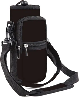 RICHEN Neoprene Water Bottle Carrier Bag 25/32/40/64 oz, Bottle Pouch Holder with Adjustable Padded Shoulder & Handle Strap and Front Pockets for Men/Women Hiking Travelling Camping