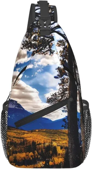 Rocky Mountain Range print Crossbody bag, outdoor bag, casual bag, fashionable travel accessories fit everyone