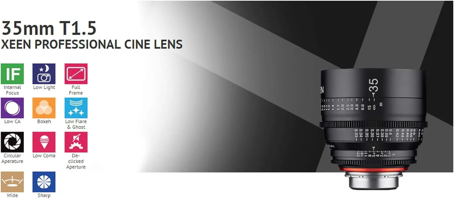 Rokinon's Xeen Cine Lens Bundle Including Xeen 14mm T3.1 Cine Lens, Xeen 24mm, 35mm, 50mm, 85mm T1.5 & 135mm T2.2 Professional Cine Lenses for Nikon F Mount Cameras by Rokinon