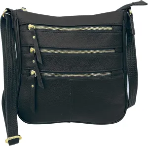Roma Leathers Leather Locking Concealment Crossbody Purse - CCW Concealed Carry Gun Bag, Black