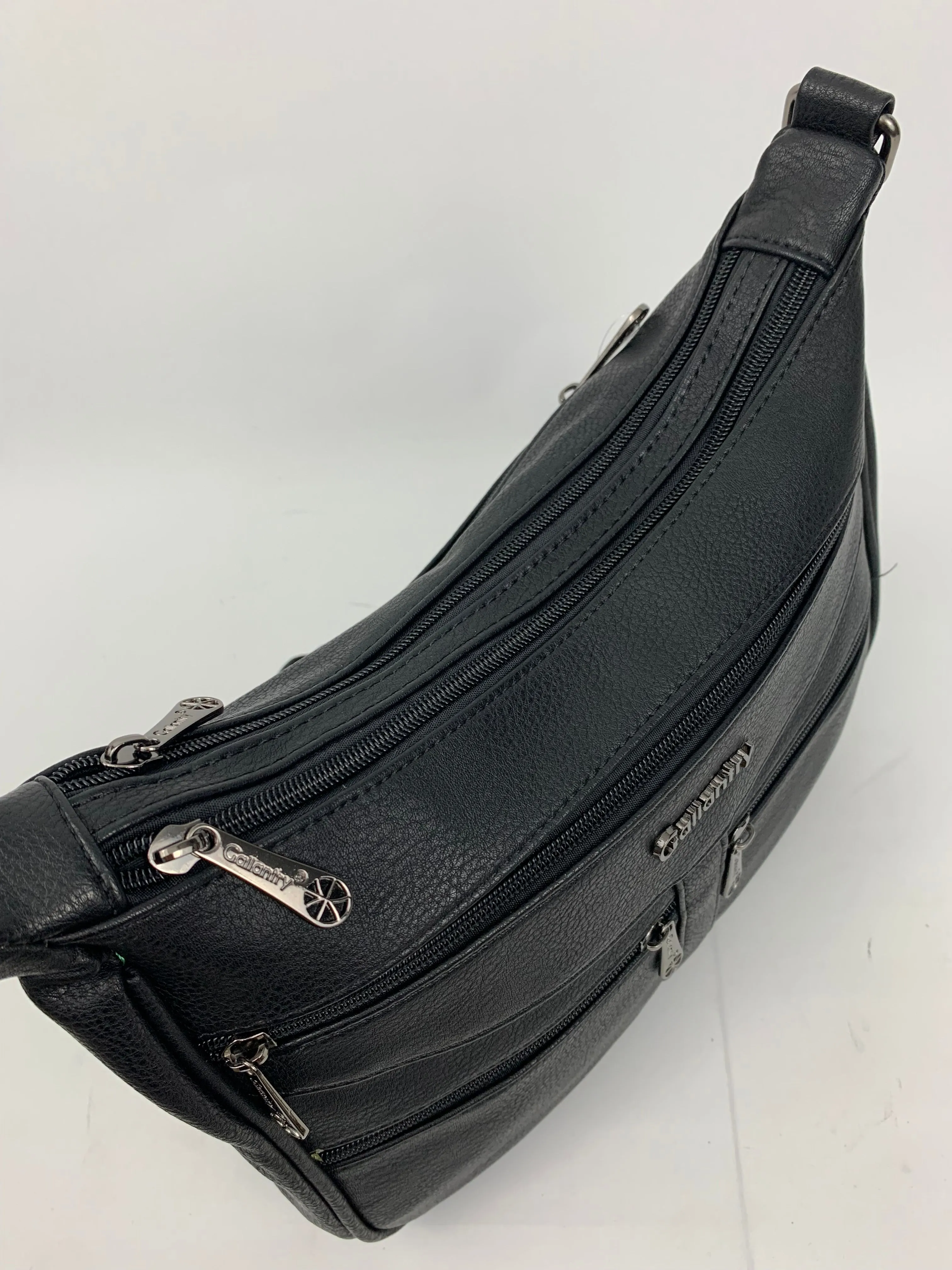 ROTTERDAM BLACK - soft faux leather crossbody multi-pocket medium size bag