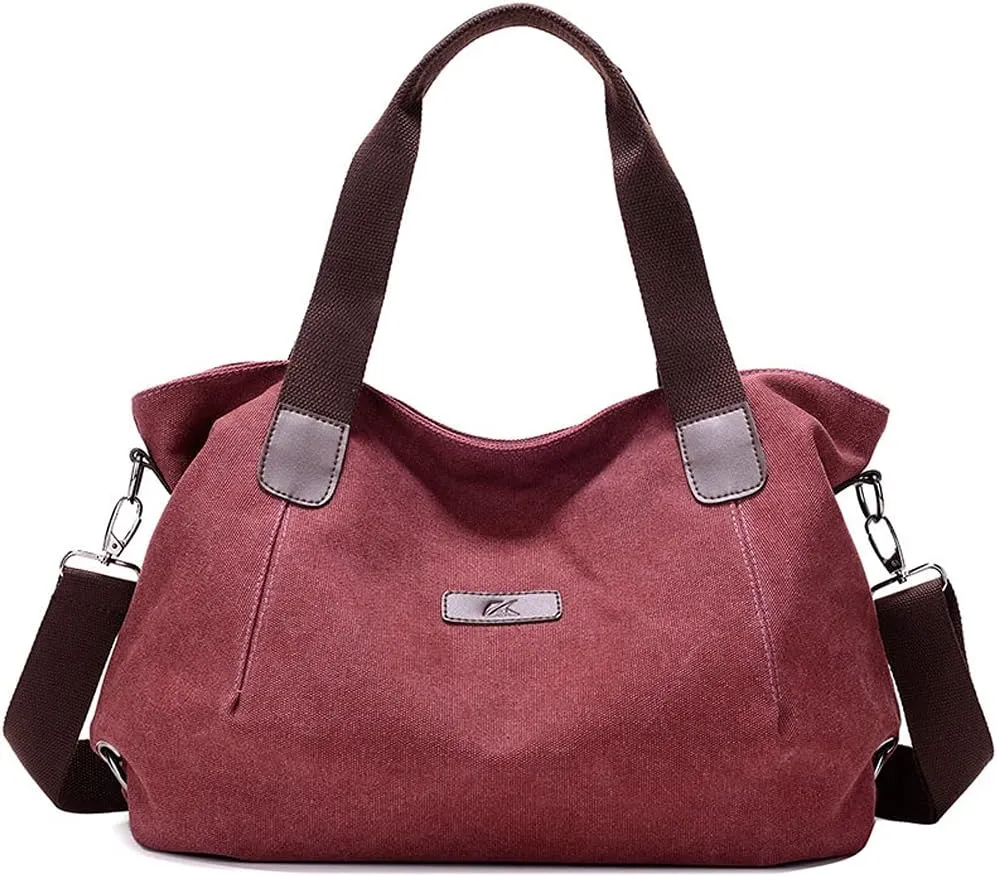 ROUROU Retro Shoulder Bag for Women Cotton Canvas Handbag Large Capacity Crossbody Bag Hobo Tote Bag Casual Satchel Purse