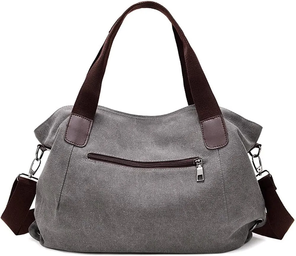 ROUROU Retro Shoulder Bag for Women Cotton Canvas Handbag Large Capacity Crossbody Bag Hobo Tote Bag Casual Satchel Purse