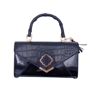Rowan Black Croc Bag