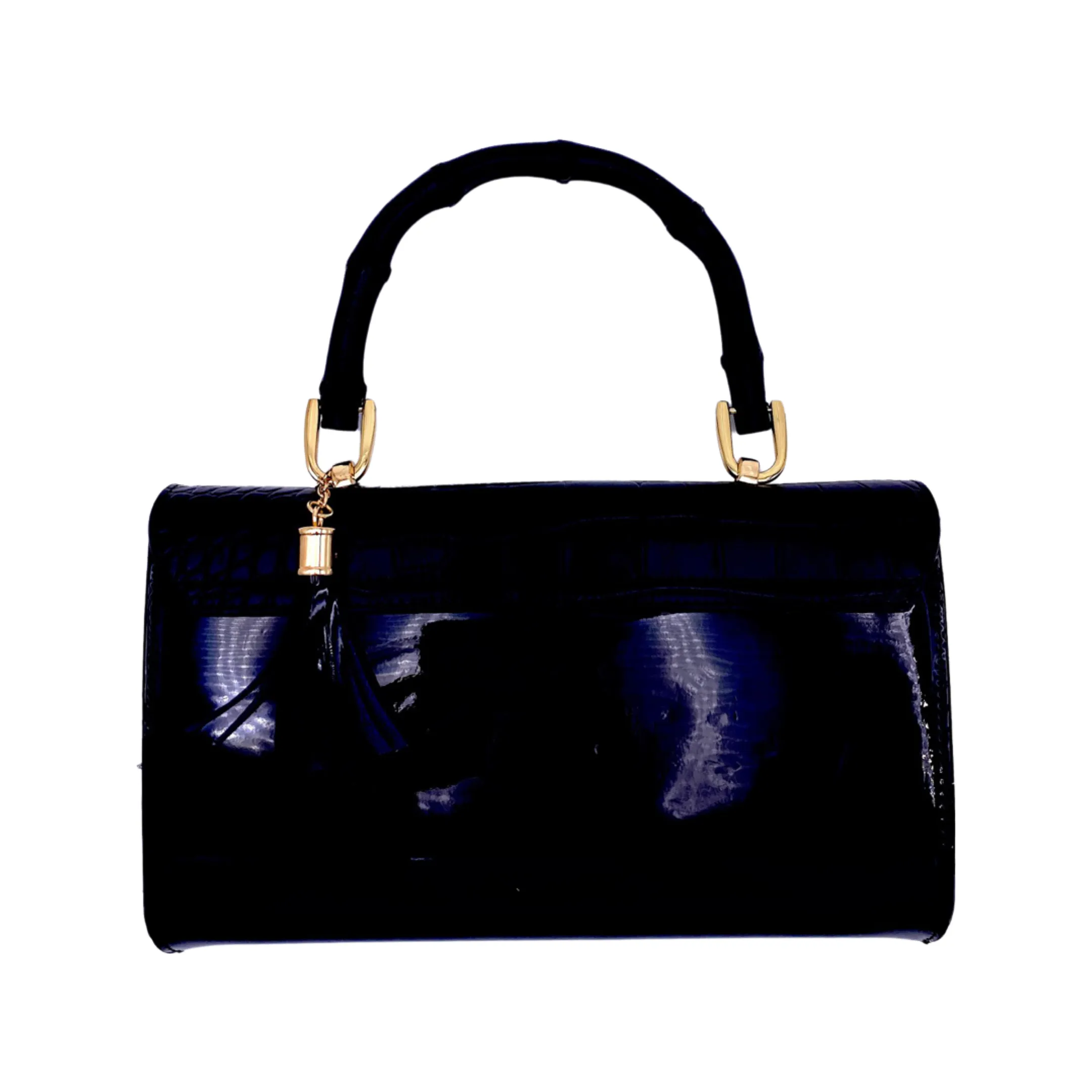 Rowan Black Croc Bag