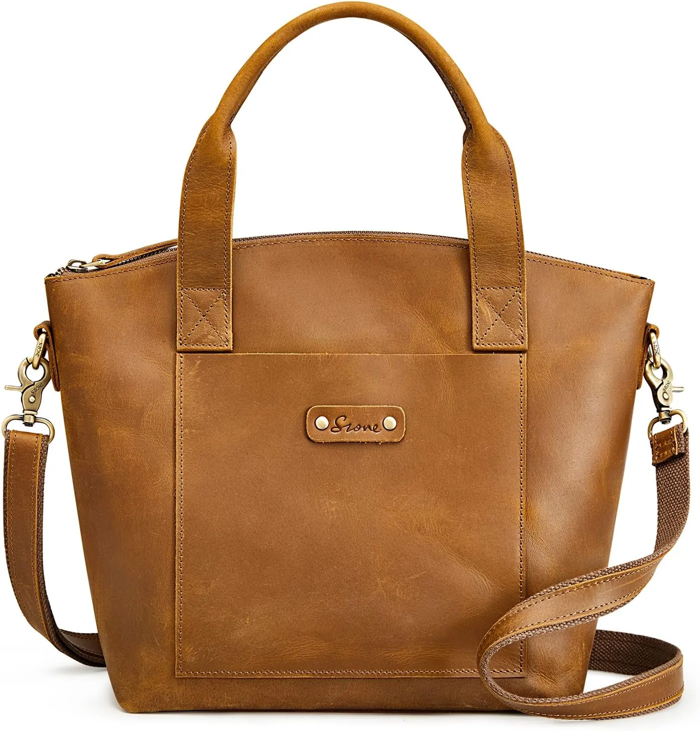 S-ZONE Genuine Leather Satchel Bags for Women Crossbody Tote Top-Handle Handbags Shoulder Purse Medium