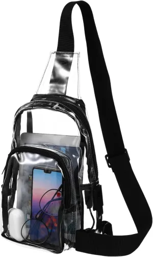 SAFIGLE Clear Bag for Stadium Events：Transparent Pvc Shoulder Bag with Charging Port and Multi-Layer Storage - Clear Purses for Women & Man Ideal for Concerts and Travel 14.2x8.3x4 Inche