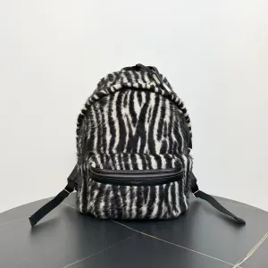 Saint Laurent Zebra Print Leather Backpack - Black & White