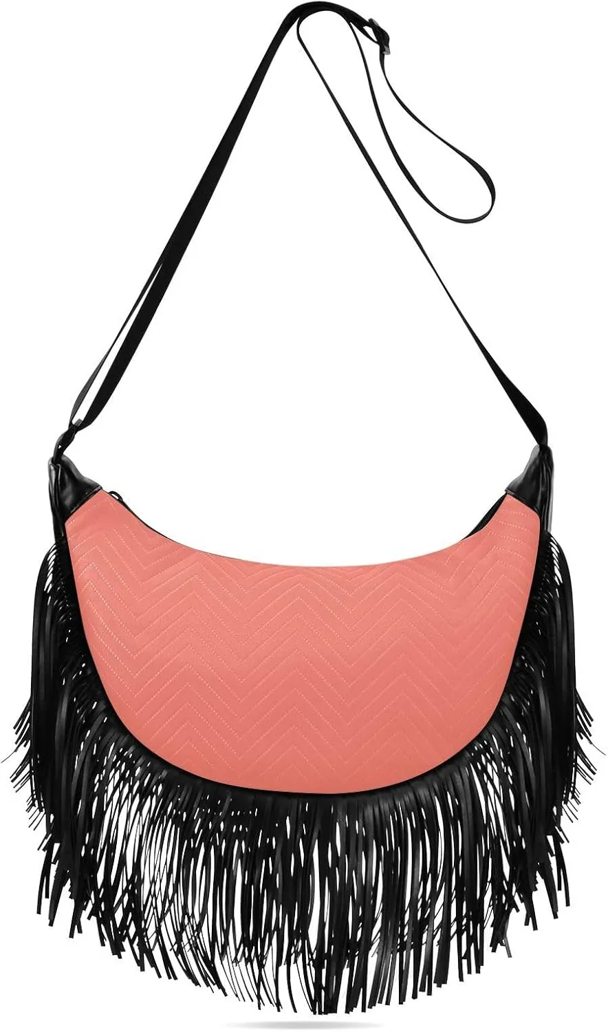 Salmon Mom Purses for Women Tassel Detail Crossbody Bags for Ladies Medium Medium Shoulder Bag