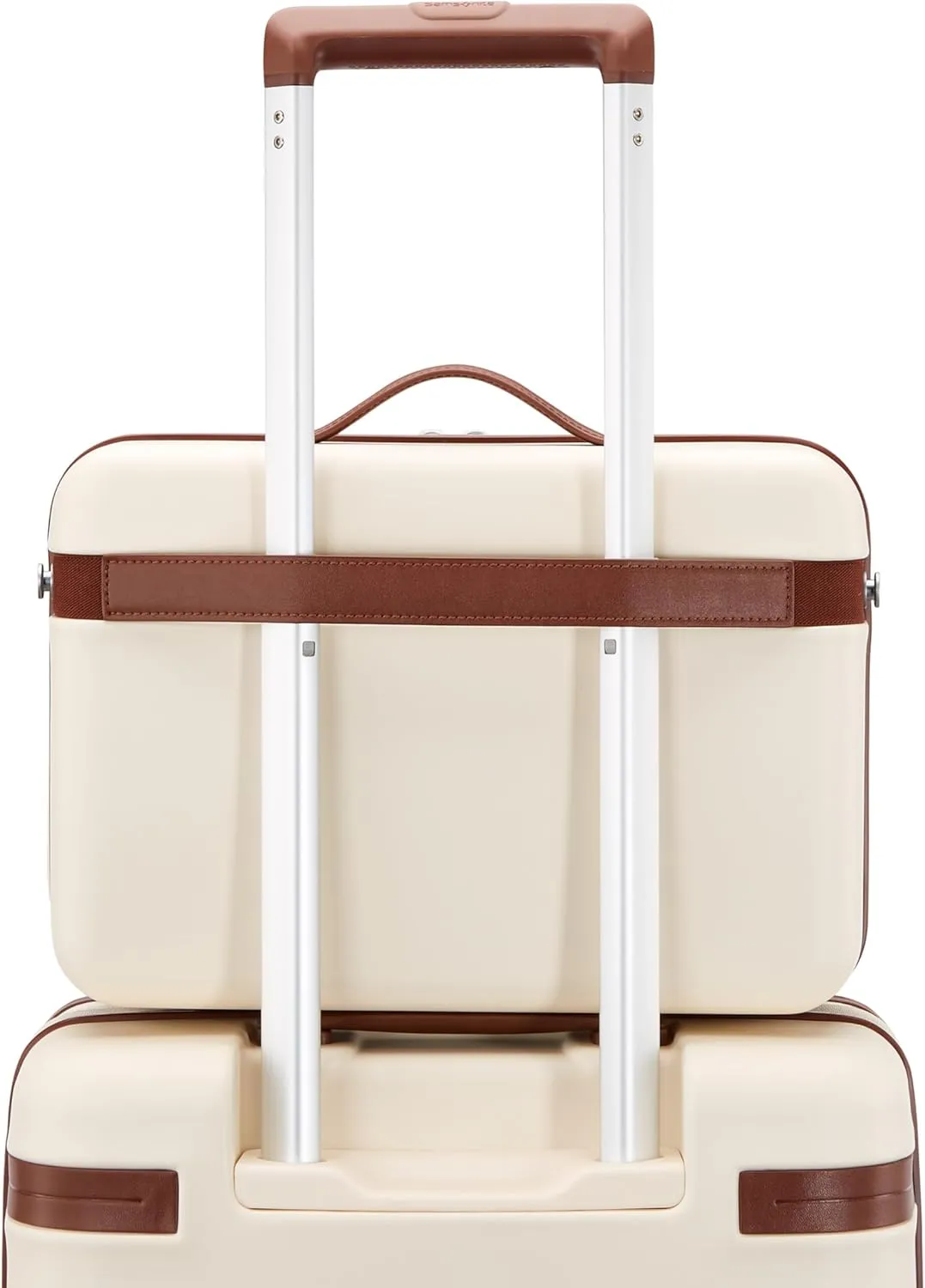 Samsonite Virtuosa Hardside Train Case, Crossbody Travel Makeup Case with Removable Strap, Off White