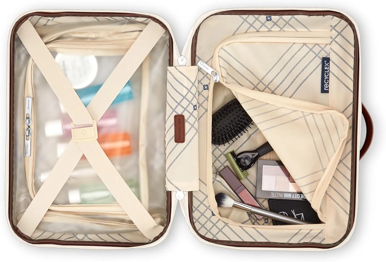 Samsonite Virtuosa Hardside Train Case, Crossbody Travel Makeup Case with Removable Strap, Off White