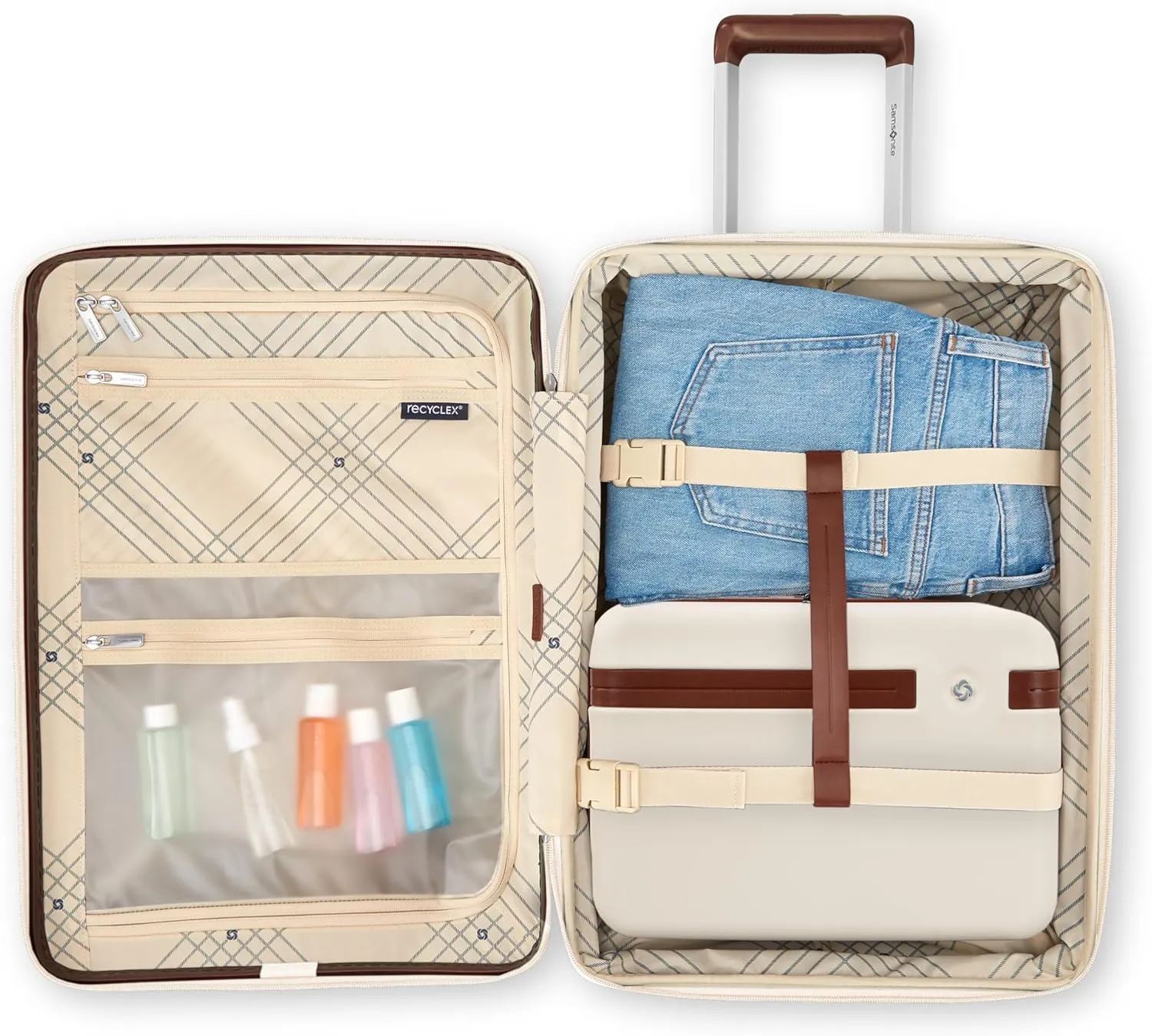 Samsonite Virtuosa Hardside Train Case, Crossbody Travel Makeup Case with Removable Strap, Off White
