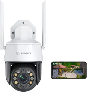 SANNCE 5MP Outdoor IP Security Camera, PTZ WiFi Outdoor Camera, 20X Optical Zoom Auto Tracking Home Surveillance Camera, Motion Detection Color Night Vision 2-Way Audio IP66 Sound & Light Alarm