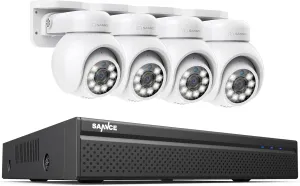 SANNCE PoE NVR 4K 8 Channel, 8MP CCTV Security Camera System with 4K 8MP IP Dome Camera PoE Surveillance IP Camera, Human Detection No HDD