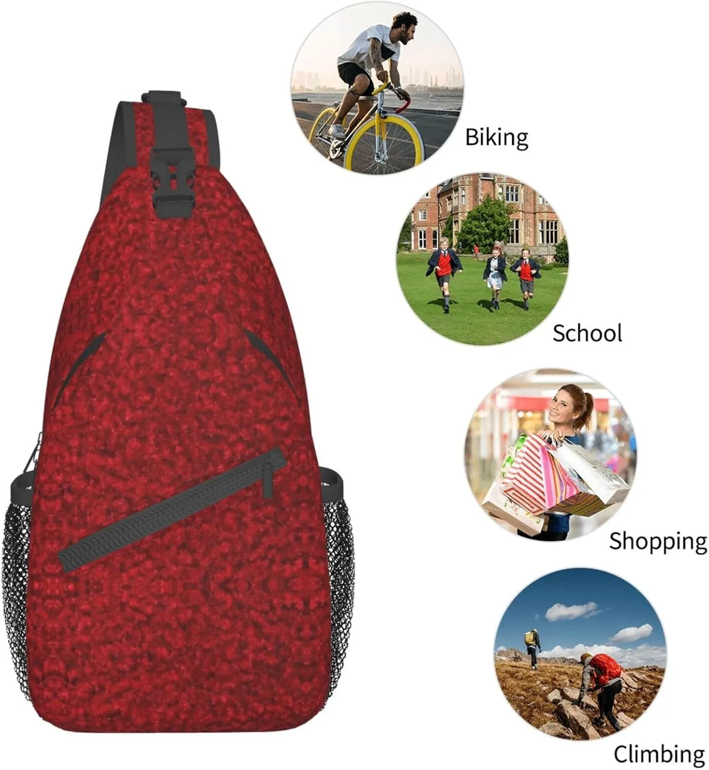 School Newspaper In English Printed Canvas Sling Bag Crossbody Backpack, Hiking Daypack Chest Bag For Women Men
