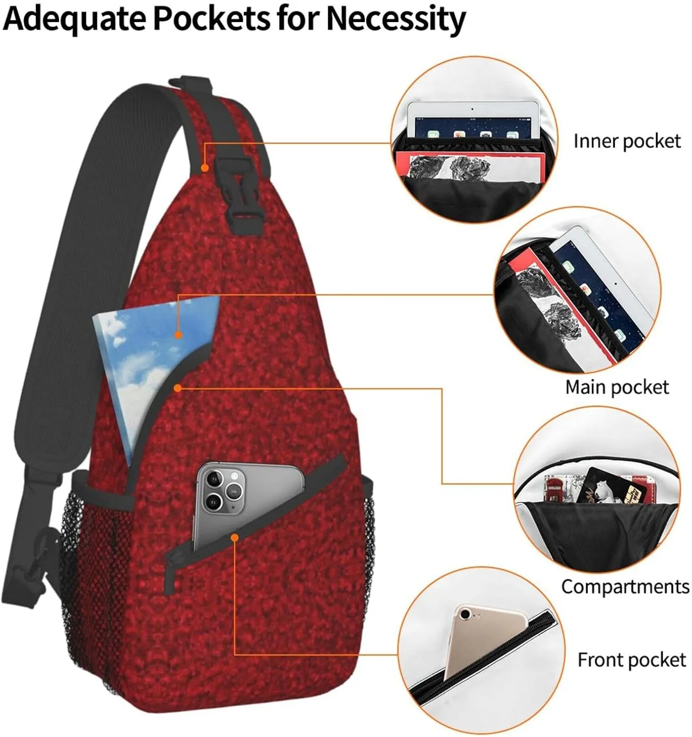 School Newspaper In English Printed Canvas Sling Bag Crossbody Backpack, Hiking Daypack Chest Bag For Women Men