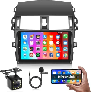 Screen for Toyota Corolla 2009-2013 Car Radio, Rimoody Android Car Stereo GPS Navigation 9 Inch Touch Screen Bluetooth WiFi Mirror Link FM SWC Rear View Camera Microphone