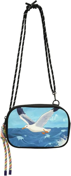 Seagull Flying over Ocean Waves Cute Crossbody Bags for Mens Trendy with Credit Card Slots Casual Phone Chest Bag Take a walk