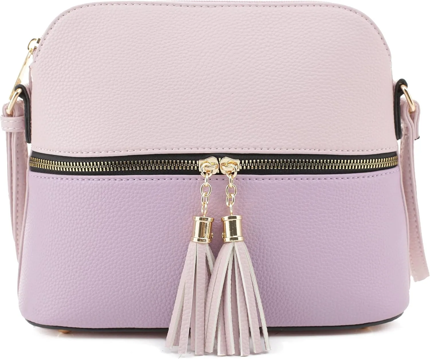 SG SUGU Lunar Lightweight Medium Dome Crossbody Bag Shoulder Bag with Tassel | Zipper Pocket | Adjustable Strap