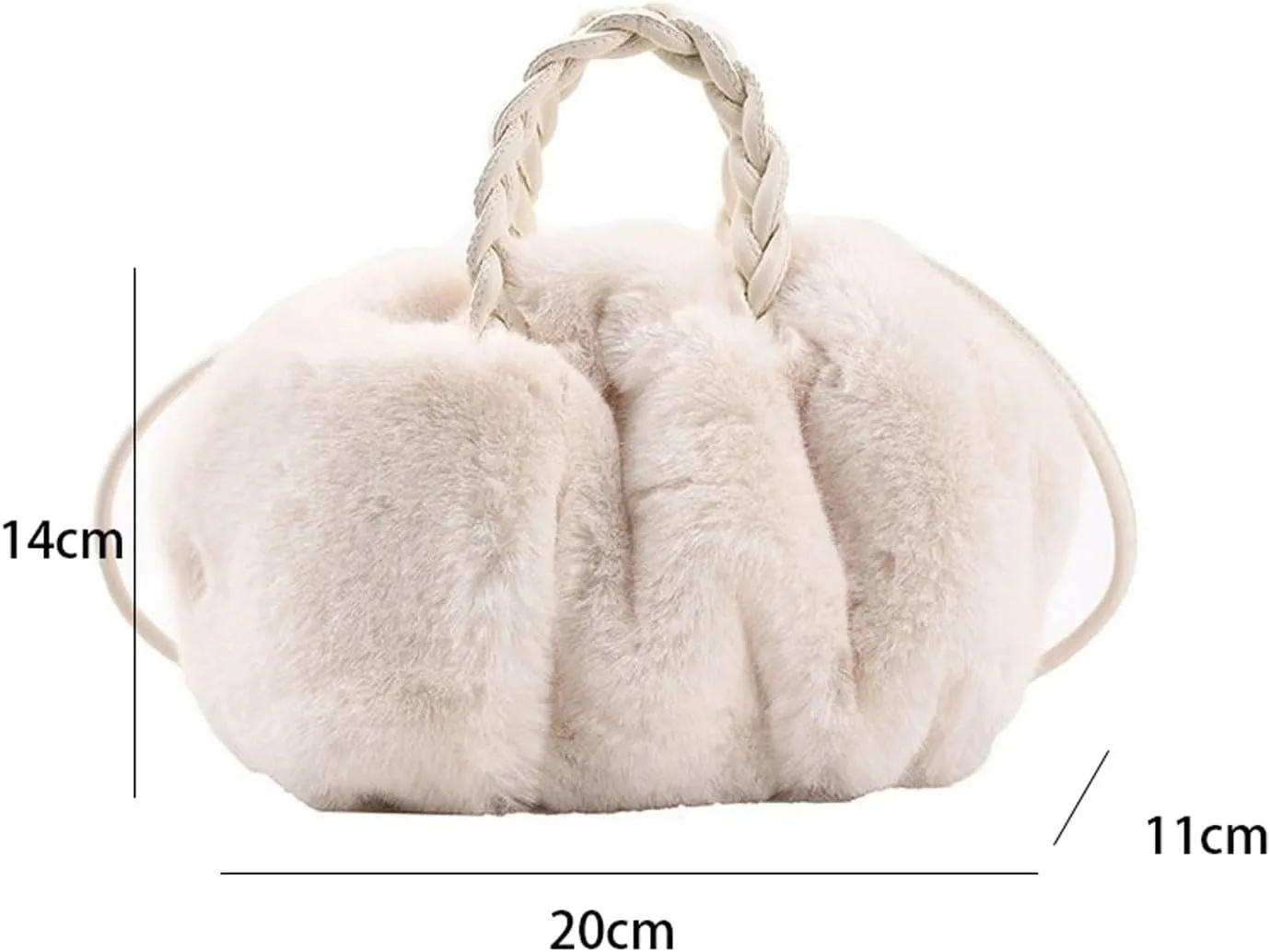 Shoulder Bag Luxury Designer Plush Handbags for Women Fashionable Winter Crossbody Bag in Solid Felt(White)