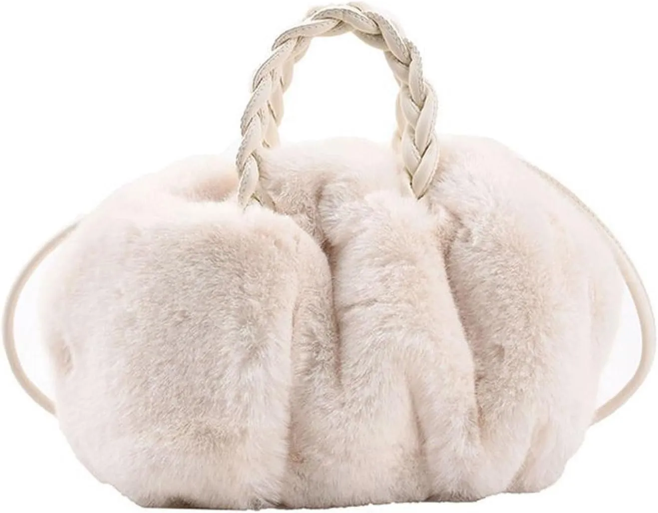 Shoulder Bag Luxury Designer Plush Handbags for Women Fashionable Winter Crossbody Bag in Solid Felt(White)