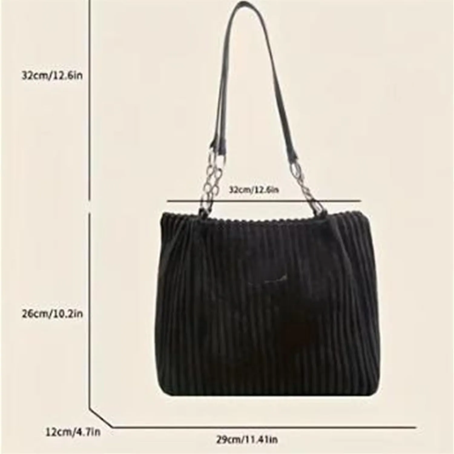 Shoulder Bag Stylish Women's Chain Shoulder Bag Large Capacity Handbag for Everyday Use(Beige)