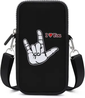 Sign Language I Love You Phone Purse Crossbody for Women Card Holder Wallet Shoulder Bag for Work Travel