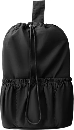 Single shoulder bag, high-end casual bag, simple drawstring crossbody bag, ins fashionable large capacity backpack (Black)
