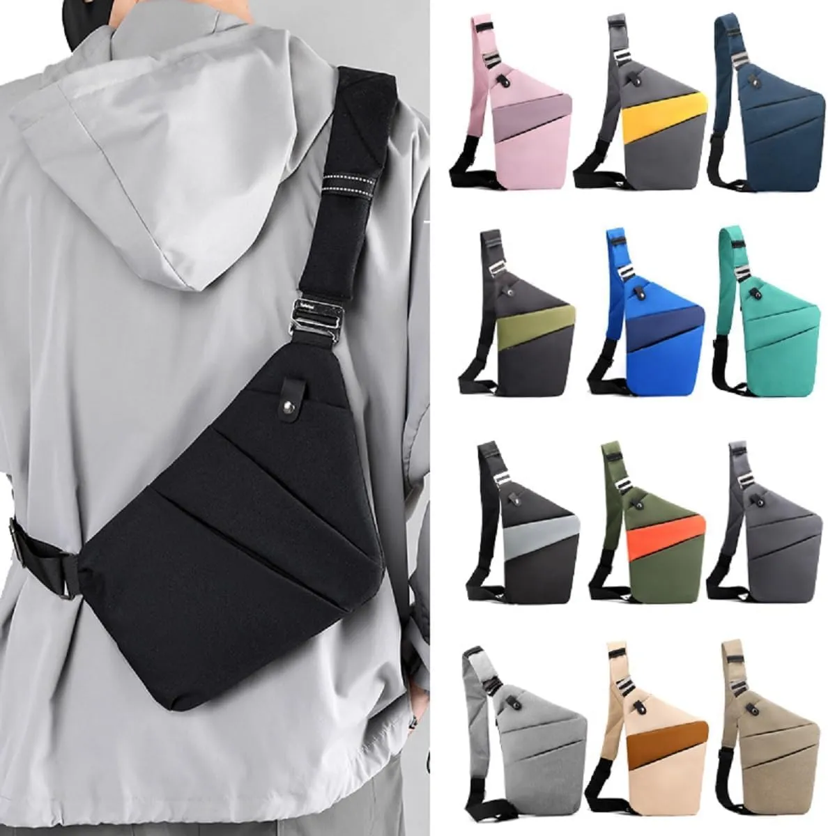 Slim Carry, The Slim Carry Sling Bag, Anti Theft Crossbody Bag, Carry Slim Carry Travel Safe Crossbody Bag (Black Olive)