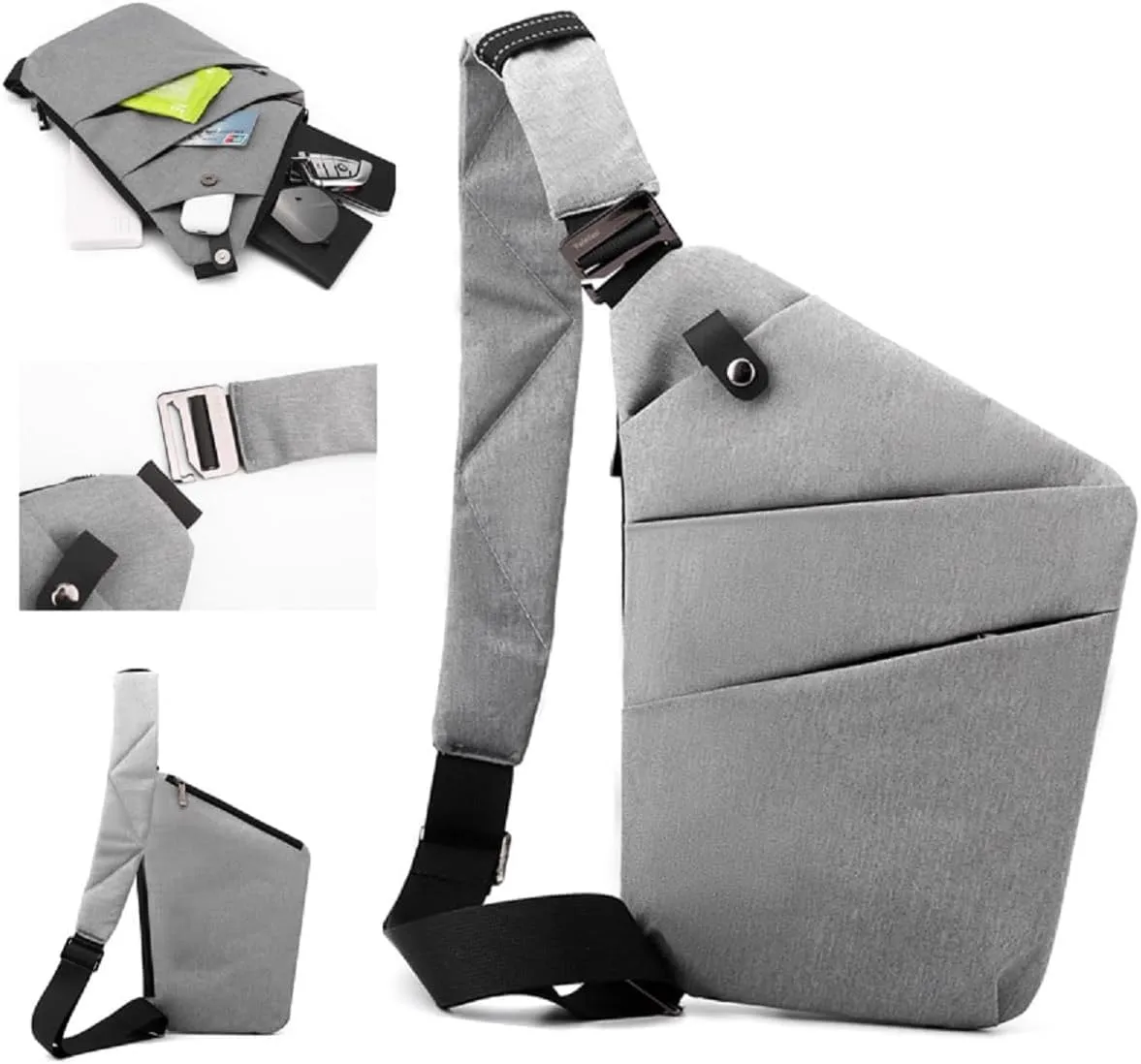 Slim Carry, The Slim Carry Sling Bag, Anti Theft Crossbody Bag, Carry Slim Carry Travel Safe Crossbody Bag (Black Olive)