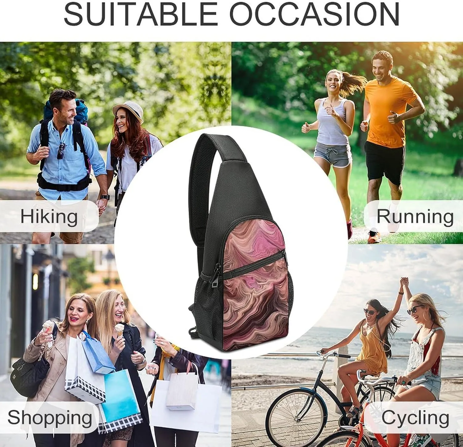 Sling Backpack for Women Men Crossbody Chest Bag Travel Multi-layer Texture Daypack Shoulder Bag for Hiking