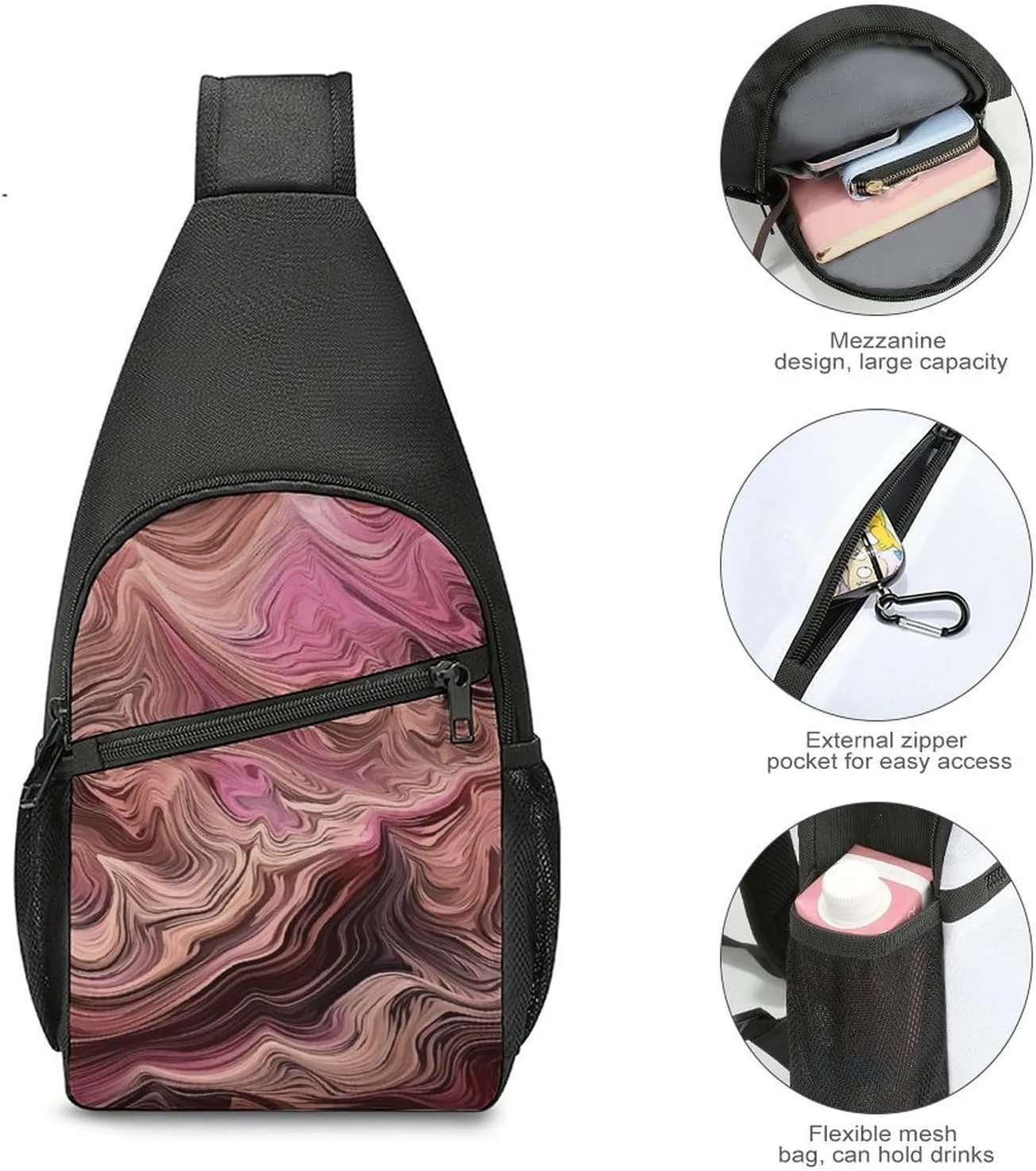 Sling Backpack for Women Men Crossbody Chest Bag Travel Multi-layer Texture Daypack Shoulder Bag for Hiking