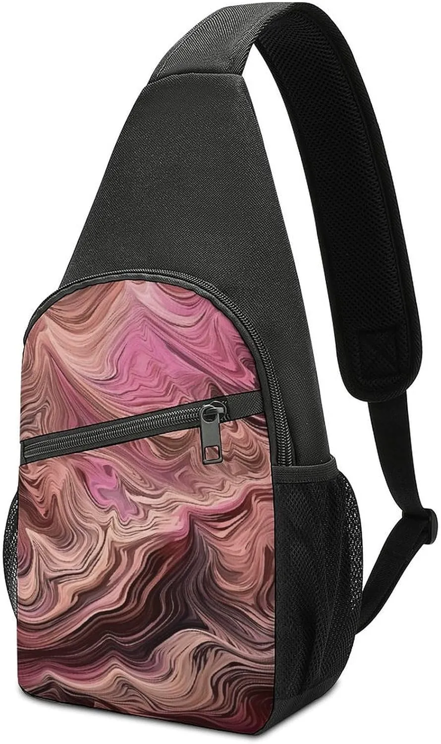 Sling Backpack for Women Men Crossbody Chest Bag Travel Multi-layer Texture Daypack Shoulder Bag for Hiking