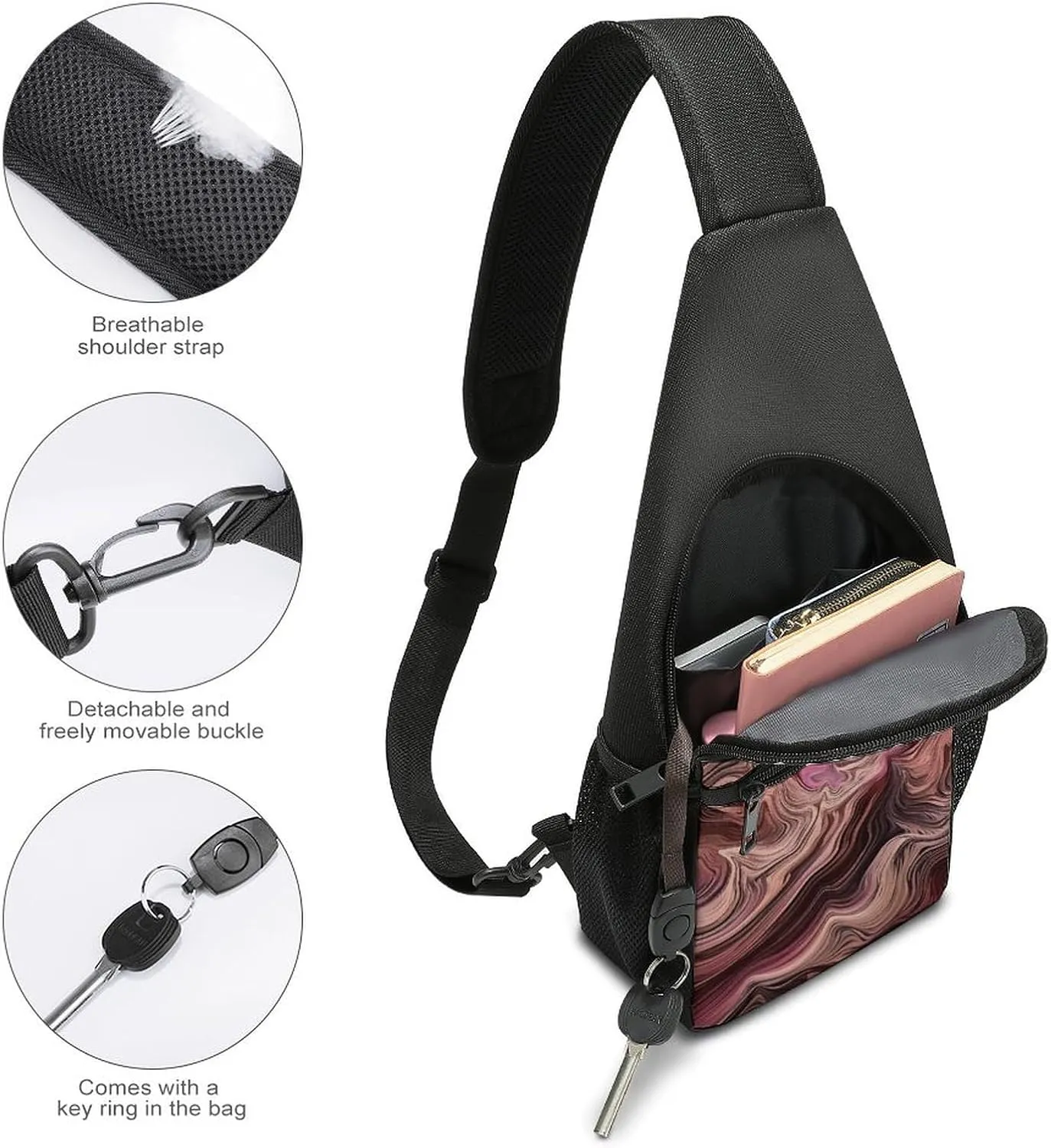 Sling Backpack for Women Men Crossbody Chest Bag Travel Multi-layer Texture Daypack Shoulder Bag for Hiking